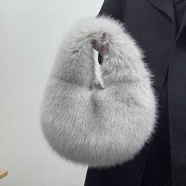 Elegant white fur bag accessory