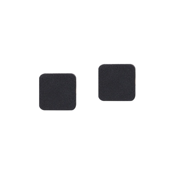 Black square leather earrings pair