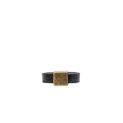 Leather ring with bronze tone square detail