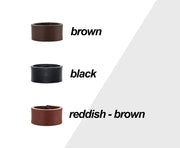 Leather band rings in brown, black, reddish-brown