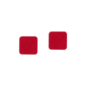 Red square leather earrings pair