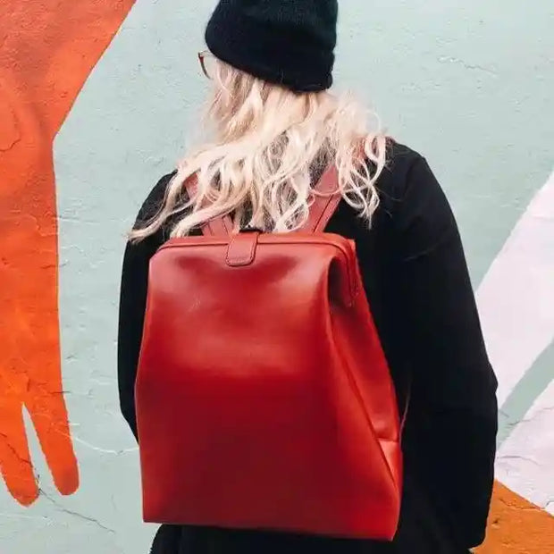 Red Leather Backpack L