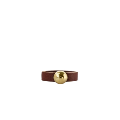 Leather ring with gold tone circle detail