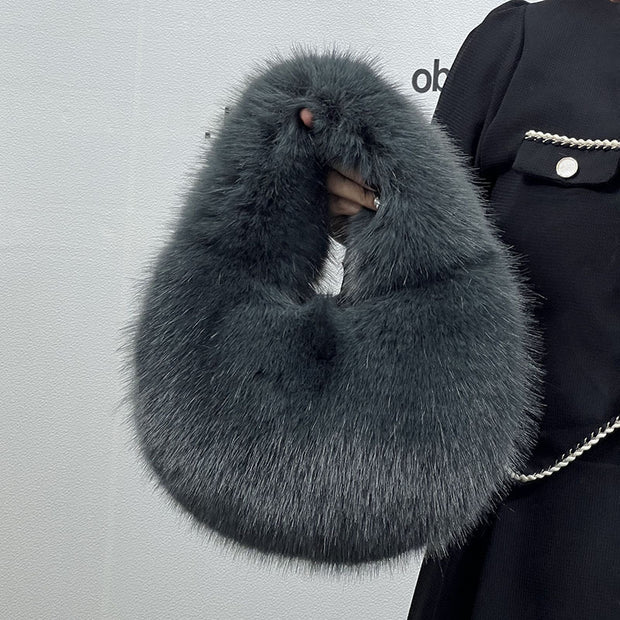 Dark green fur bag accessory