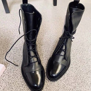 Genuine Leather Lace Up Boots