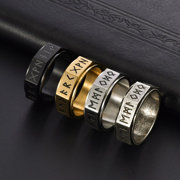 Viking Stainless Steel Rotataing Anti Anxiety Ring
