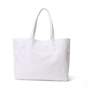 White soft leather large tote bag with soft handles