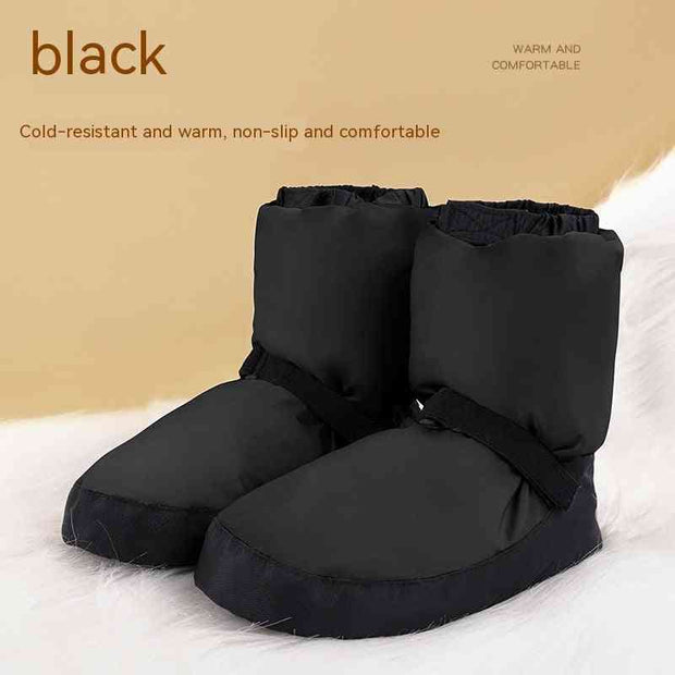 Black warm ballet dance shoes, non-slip and cozy