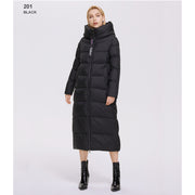 Black long puffer jacket with hood