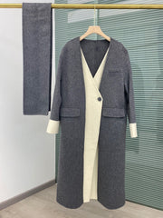 Double Breasted Long Woolen Coat