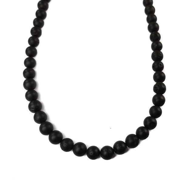 Matte Black Amber Necklace, Banus