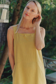 Linen Fugue Dress - Lemon Curry