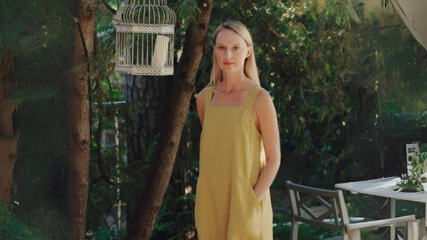 Linen Fugue Dress - Lemon Curry