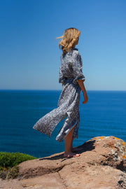 Linen Rhapsody Dress - Porcelain Flowers 